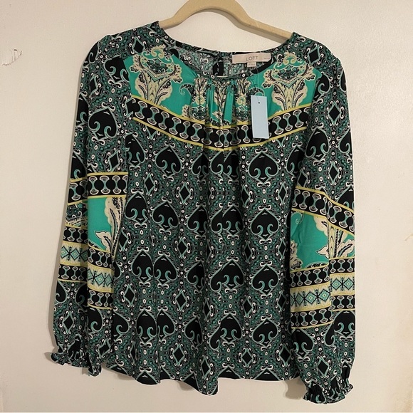 LOFT | Garden Shirred Blouse | Women Petite L - Picture 1 of 9